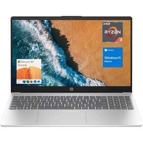 HP 15.6 "كمبيوتر محمول محمول ، شاشة FHD ، معالج AMD Dua-Core ، ذاكرة الوصول العشوائي 16 جيجا بايت ، تخزين 128 جيجا بايت ، Wi-Fi 6 ، كاميرا الويب ، HDMI ، لوحة المفاتيح الرقمية ، Windows 11 Home ، Natural Silver in Kuwait