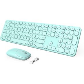 seenda Wireless Keyboard and Mouse, USB & Type C 2-in-1 Receiver, Full Size Green Wireless Keyboard Mouse Combo, Compatible for Windows 7/8/10/11, MacBook Pro/Air, Laptop, Desktop, PC - Mint Green