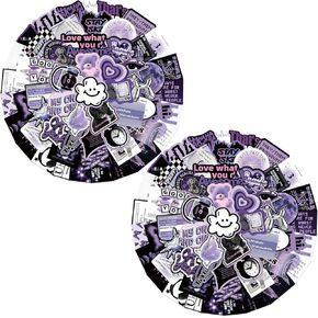 120Pcs Purple Aesthetic Stickers Moon Stickers，Cool Black Purple Stickers，Vinyl Waterproof Decal,Perfect for Kids,Teens, Water Bottle Suitcase Phone Skateboard Guitar Water Cup Bike Laptop Scrapbook