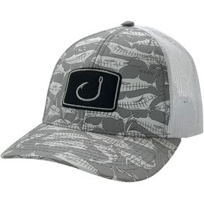 Fishing Men's Iconic Hook Logo Mid Crown Trucker Hat Mesh Back Adjustable Snapback
