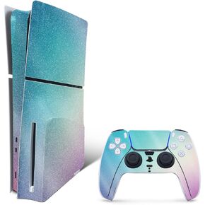MightySkins Glossy Glitter Skin Compatible With Playstation 5 PS5 Slim Digital Edition Console Only - Black Gator Skin | Protective, Durable High-Gloss Glitter Finish | Easy To Apply | Made in the USA