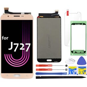 LCD Screen Replacement for Samsung Galaxy J7 J727 5.5" (Gold) Touch Digitizer Display Assembly 2017 Prime Halo SM-J727U J727T J727T1 J727R4 Sky Pro S727VL S737TL J727A (Not for J727P/V/R/S)