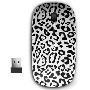 2.4G Ergonomic Portable USB Wireless Mouse for PC, Laptop, Computer, Notebook with Nano Receiver (Leopard Print)