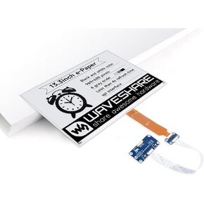 Waveshare 13.3inch E-Ink Display HAT (K) for Raspberry Pi, SPI Interface, Low Power Consumption, Wide Viewing Angle, Paper-Like Displaying Without Electricity
