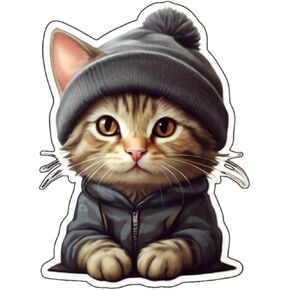 Cute Cat Stickers for Water Bottle, 3Pcs Waterproof, Stickers for Laptop Skateboard Scrapbooking Journal Luggage Bike Phone, Cat Stickers for Kids Adults(H12)