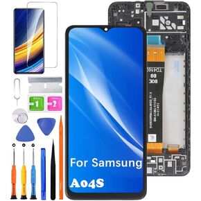 Display for Samsung Galaxy A04S Screen Replacement for Samsung A047F A047F/DS A047F/DSN LCD Display Touch Digitizer Assembly with Repair Part Tools (Black with Frame)