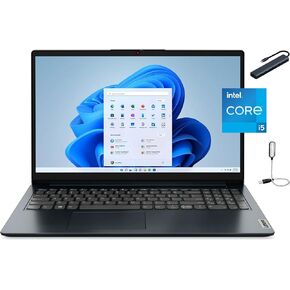 Lenovo IdeaPad 1i 15.6 inch FHD Laptop, Intel Core i5-1235 Processor, 1.3GHz, 16GB RAM, 1TB SSD, Media Card Reader, Windows 11 Home in S Mode, Wi-Fi, Abyss Blue with Accessories