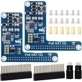 Waveshare 2PCS PoE HAT (G), Compatible with Raspberry Pi 5, 5V 5A Output, Stable Performance, Supports 802.3af/At Network Standard, Power Over Ethernet HAT (G), Suitable for RPi 5 Official Case in Saudi Arabia