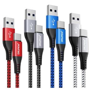 USB C Cable(10FT,4-Pack), USB Type C Charger Cable Fast Charging USB A to USB C Charging Cable Nylon Braided Compatible with Samsung Galaxy S20 S21 S22+ S23 Ultra S24, A14 A15 A70, Tab S9 A9+