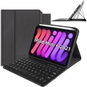Keyboard Case for iPad Mini 6 2021 Smart Waterproof Detachable Wireless Keyboard Protective Cover for 8.3 Inch iPad Mini 6th Generation - Magnetic Keyboard Cases for iPad Mini 6th Gen, Black