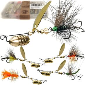 Trout Lures Rooster Bait Tail Fishing Lures, Brass Fishing Spinner baits for Bass Trout Pike, Trout Spinnerbaits Trout Fishing Gear for Freshwater Saltwater, Fishing Gifts for Men