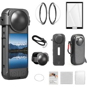 Camera Protective Accessories Kit for Insta 360 X4 Include Lens Guards Silicone Protective Case/Screen Protective/Camera Case(with Buckle) /Front Behind Lens Guards