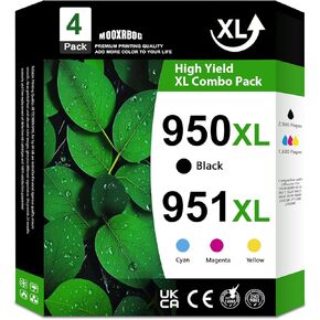 950xl 951xl Ink cartridges Combo Pack (4-Pack, BK/C/M/Y) Compatible for hp 950 951 Ink cartridges Combo Pack Replacement for HP OfficeJet Pro 8100 8600 8610 8615 8620 8625 8630 251DW 276DW Printers