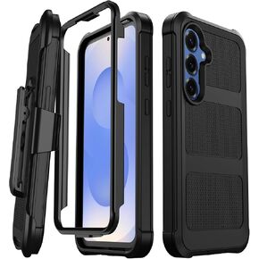 for Samsung Glaxy S25 Plus Case, Samsung Glaxy S24 Plus Case, Heavy Duty Protection Shockproof Phone Case for Samsung Glaxy S25 Plus/S24 Plus 5G with Kickstand & Belt Clip Holster (Black)
