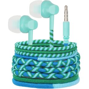 URIZONS Colorful Braided Unbreakable Headphones Wired - in Ear Earbuds Kids Earphones with Mic Tangle Free for Kids for iPhone/Samsung with Case