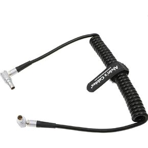 Alvin's Cables Right Angle 2 Pin Male Coiled Power Cable for ARRI Alexa Camera Teradek Bond SmallHD Monitor