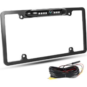 Hikity License Plate Frame Backup Camera 1080P Rear View Reverse Camera with 7 LED Night Version Wide Viewing Angle Waterproof Backup Rear Camera