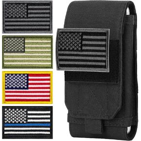 IronSeals Tactical Molle Phone Cover Case, Heavy Duty Loop Belt Holster Pouch with Flag Patch for iPhone 15 Pro Max/15 Pro/14 Pro Max/13 Pro Max/12 Pro Max/11 Pro Max, for Samsung Galaxy S24 Ultra