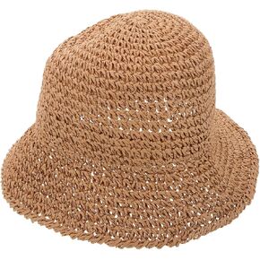 SAFIGLE Women's Summer Floppy Straw Sun Hat, Foldable Packable Wide Brim Beach Hat with UV Protection, Trendy Crochet Bucket Hat for Outdoor Adventures and Vacation Wear