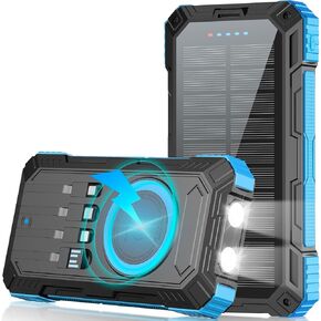 Solar Charger Power Bank 49800mAh Wireless Portable Phone Charger, 22.5W QC3.0 Fast Charging Built in 4 Cables with USB C 6 Outputs & 2 Inputs for Cell Phone