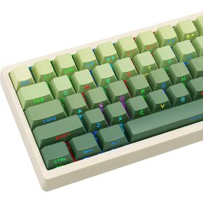 136 Keys Gradient Green Keycaps, PBT Double Shot Dying Keycaps, Cherry Profile Side Print Shine Through Keycaps, Premium Retro Keycaps, Custom Backlit Keycaps for Mechanical Gaming Keyboard