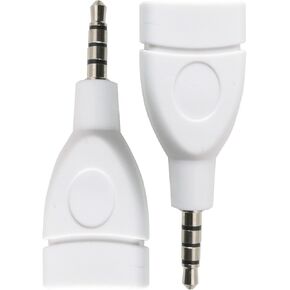 DGZZI 2pcs USB Female to DC3.5 Audio Converter, White Cable Converter AUX Car Audio Adapter USB Audio Adapter