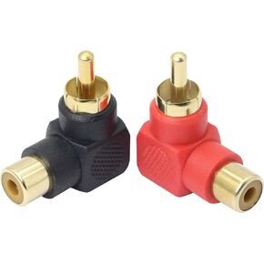 GELRHONR 90 Degree RCA Adapter, RCA Male to Female Elbow Connectors,Gold-Plated Right Angle Adapter for Stereo Audio or AV Video-2pcs