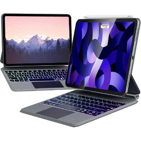 Wireless Keyboard Case for 2024 Apple iPad Air 11-inch M2 & 2022 iPad Air 10.9-inch 5th, 4th Generation and iPad Pro 11 inch 4th 3rd 2nd 1st Gen, Trackpad, RGB Backlit, Black
