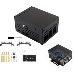 Pi5 Case Metal Case for Raspberry Pi 5, Larger Space Supports Installing Official Cooling Fan and Various Pi5 NVME HAT, Wall-Mount and Rail-Mount Support