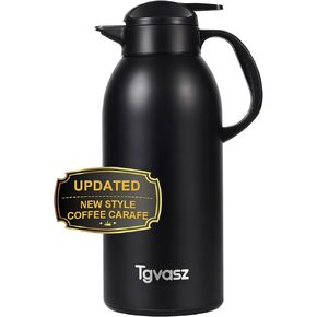 Thermal Coffee Carafe 102 oz / 3L - Up to 12 Hours Hot, Insulated Stainless Steel Carafe for Hot Liquids, Insulated Coffee Carafes For Keeping Hot for Parties -Large Tea Carafe Flask(black)