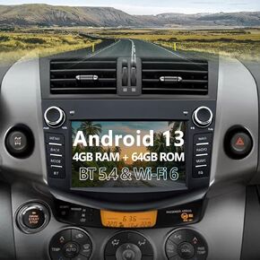 [4G+64G] 2 Din Android 13 Car Stereo Radio for Toyota RAV4 2007-2011 with Wireless Apple CarPlay & Android Auto 7" Touch Screen GPS Navigation Bluetooth FM WiFi Mirror Link 2024 Latest