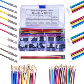 PH2.0 to Dupont2.54 JST Connector Dupont Connector Kit and Pre-Crimped 22AWG Cable,Compatible with JST-PH 2.0mm & Dupont 2.54mm Cable 1/2/3/4/5/6/7/8/9/10Pin Housing 16cm Wire (PH-to-Dupont)