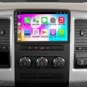 4+ 64GB Car Radio for Dodge RAM 1500 2500 3500 2009 2010 2011 2012, Build in Wireless/Wire Carplay & Android Auto Support Bluetooth, Back-up Camera,FM Radio,SWC,10 Inch IPS Touch Screen
