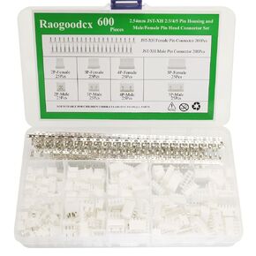 600Pcs 2.54mm JST-XHP 2/3 / 4/5 Pin housing and Male/Female Pin Head Connector Adapter Plug Set