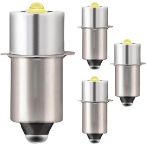 4Pcs Silver P13.5S Mag Light LED Bulb 3-6 C&D Cells Torch Flashlight LED Converter 6V White 12V 3V 9V 18V White/Warm 24V 4.5V LED Bulbs, Handheld Flashlights