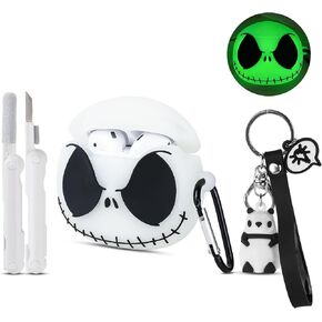 Compatible with Apple Airpods 2nd / 1st Generation Case Cover with Cleaner Kit and Cute Panda Keychain, 3D Luminous Airpod Case Funny Anime Cool Soft Silicone Protective Skin Case for Airpods 2 & 1