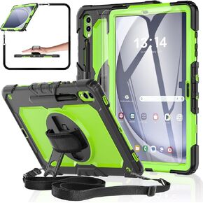 Tablet Case Compatible with Samsung Galaxy Tab S10 Plus 2024/S9 FE+/S9 Plus 5G Case 12.4-inch 2023,with Tempered Glass Screen Protector,Rotating Kickstand, Shoulder Strap (Black)