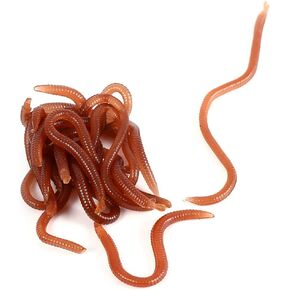 Joyzan Fishing Bait, Soft Lure Trout Worm Fake PVC Earthworm Bass Artificial Lures Kit Faux Trick Toy Drop Shot Bloodworm Grub Stickbaits Realistic Tackle Lifelike Shaped Stretchy Fresh Water 18PCS