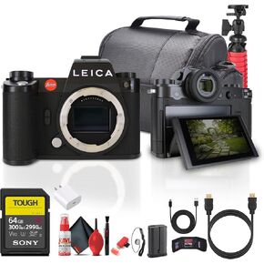Leica SL3 Mirrorless Digital Camera (10607) + 64GB Memory Card + Camera Bag + Flexible Tripod + Cleaning Kit + USB-C Cable + USB-C Adapter + HDMI Cable + Card Wallet + Card Reader + Lens Cap