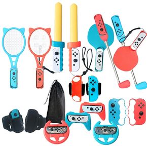Switch Sports Accessories 19 in 1 Sports Games Home Bundle Accessory Pack Suitable for Switch OLED Sports Games Compatible Home Accessory Kit Home Game Night