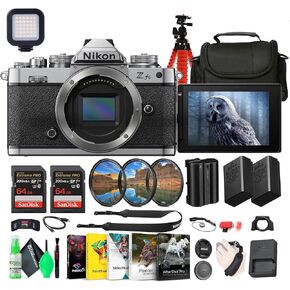 Nikon Z fc DX-Format Mirrorless Camera (1671) + 2 x EN-EL25 Battery + 2 x 64GB Memory Card + Photography Software + LED Light + Camera Bag + Flexible Tripod + Cleaning Kit + HDMI Cable + More