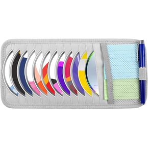 Gray Car CD Case Holder Vehicle Sun Visor Organizer Vehicle Visor Storage Orangizer Large Capacity CD Visor Case with 12 DVD Storage Sleeves 1 Mesh Pocket 1 Pen Holder and Elastic Strap