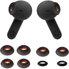 Tune Flex Earphone Tips 4 Pairs Replacement Ear Tips Compatible with JBL Tune Flex Earphones Silicone Ear Buds Tips XS/S/M/L 4 Size Earbuds Tips Set (4 Pairs, Black)