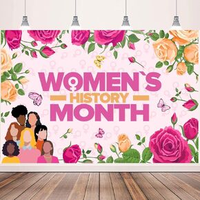 Womens History Month Decorations Backdrop Banner, 5×3Ft Large Size International Womens Day Decorations for Photography Celebrate Female Liberation Wall Background