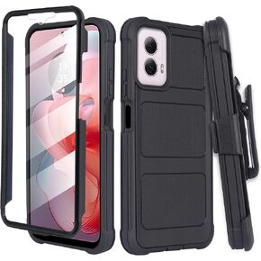 Designed for Motorola Moto G Power 5G 2024 Case with Belt Clip Holster- Heavy Duty Protective Case with Built in Screen Protector