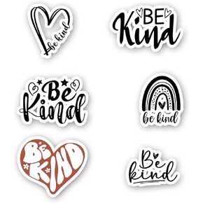 Be Kind Inspirational Laptop Stickers Pack 6 Pack Assorted Vinyl Sticker Decals - Be Kind Be You Inspirational Stickers - Laptop, Phone, Tablet Vinyl Decal Stickers