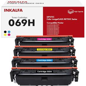 069H 069 Toner Cartridge Set MF753Cdw 4 Pack Compatible Replacement for Canon 069H 069 for Canon imageCLASS MF753Cdw MF751Cdw LBP674Cdw Series Printer Ink Black Cyan Yellow Magenta