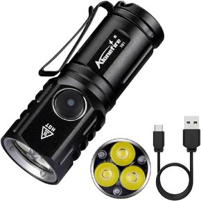 ALONEFIRE X61 Mini LED Flashlight Type C USB Rechargeable Bright Small Torch 5 Modes Portable Pen Light Waterproof Long Battery Life with Tail Magnet, Clip, Battery for Outdoor, EDC Carry, Hiking