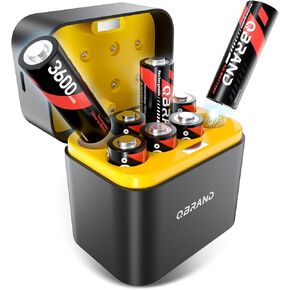 QBrand Rechargeable AA Batteries Lithium with Charger, 8 Pack 1.5V 3600mWh Double A Batteries Rechargeable, Long Lasting AA Li-ion Battery with Integrated Charging Storage Box - 8 Pack AA Battery