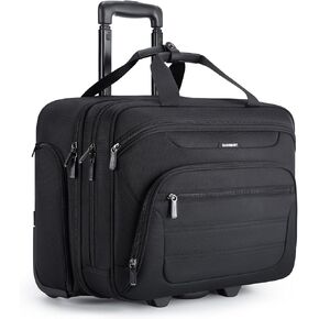 BAGSMART Rolling Laptop Bag, Wheeled Briefcase Fits 17.3 Inch Laptop, Overnight Roller Case with TSA Lock, Computer Bag for Travel/Men/Women, Black